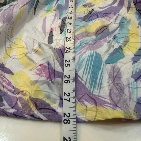 ALIA Colorful Abstract Crinkle Print Button Down Blouse - Shirttail Hem - Sz 16W - Picture 11 of 12